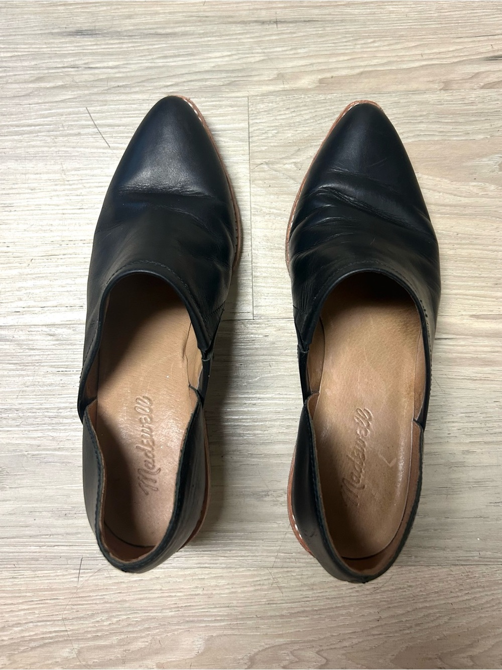 Madewell The Brady Lowcut Bootie Shoe Black Leather Womens Size 8 Pointed Toe - Picture 7 of 13